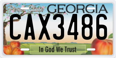 GA license plate CAX3486