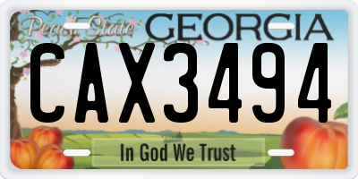 GA license plate CAX3494