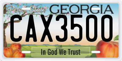 GA license plate CAX3500