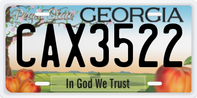 GA license plate CAX3522
