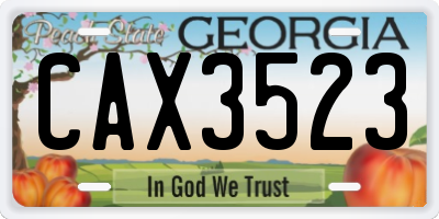 GA license plate CAX3523