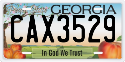 GA license plate CAX3529