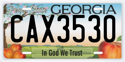 GA license plate CAX3530