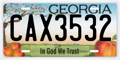 GA license plate CAX3532