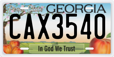 GA license plate CAX3540