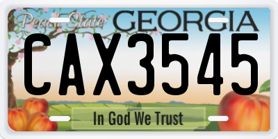 GA license plate CAX3545