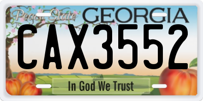 GA license plate CAX3552