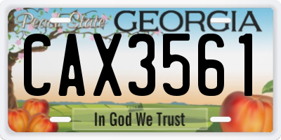 GA license plate CAX3561