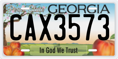 GA license plate CAX3573
