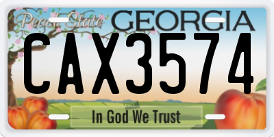 GA license plate CAX3574