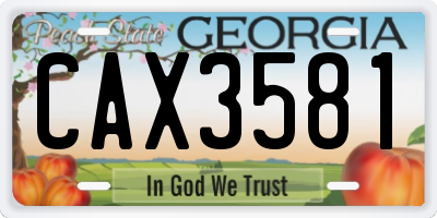 GA license plate CAX3581