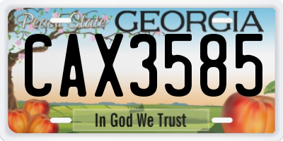 GA license plate CAX3585