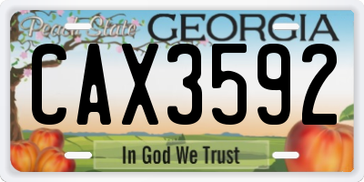 GA license plate CAX3592