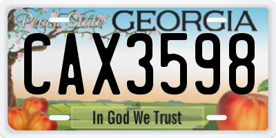 GA license plate CAX3598