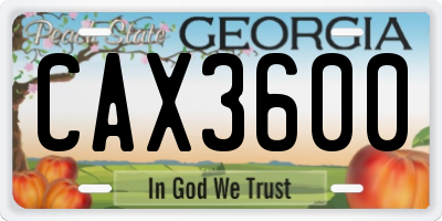 GA license plate CAX3600