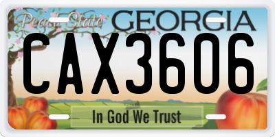 GA license plate CAX3606