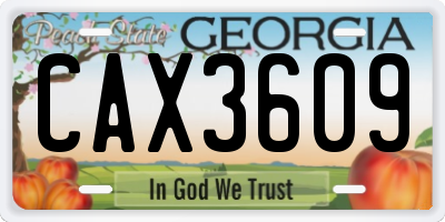 GA license plate CAX3609