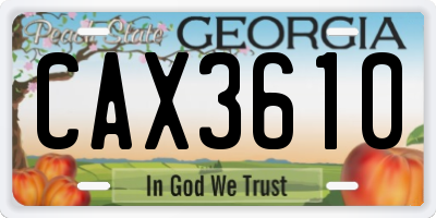 GA license plate CAX3610