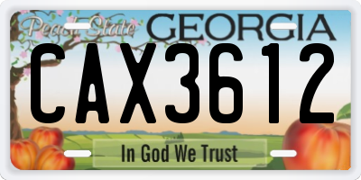 GA license plate CAX3612