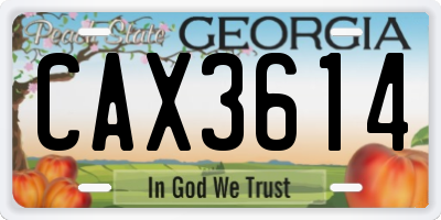 GA license plate CAX3614