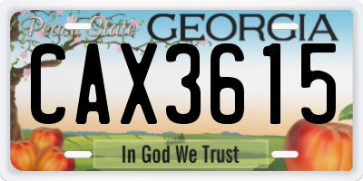 GA license plate CAX3615