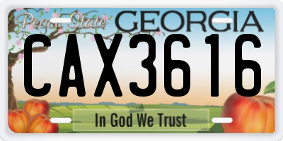 GA license plate CAX3616