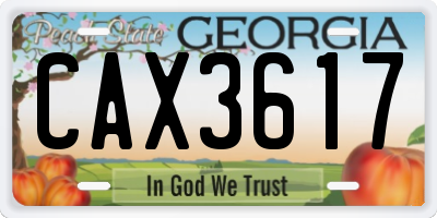 GA license plate CAX3617