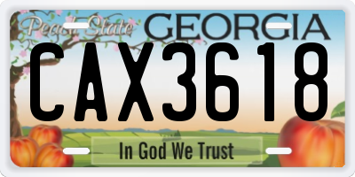 GA license plate CAX3618