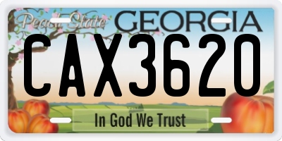 GA license plate CAX3620