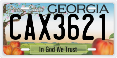 GA license plate CAX3621