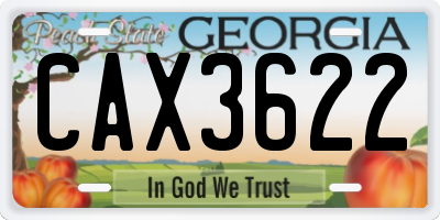 GA license plate CAX3622