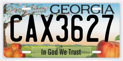 GA license plate CAX3627