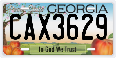 GA license plate CAX3629