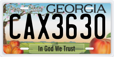 GA license plate CAX3630