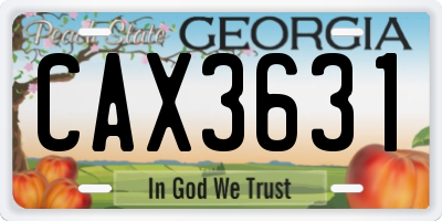 GA license plate CAX3631