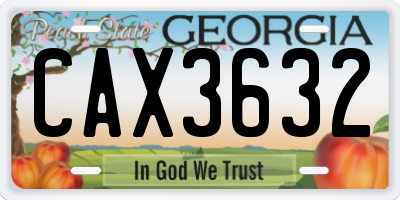 GA license plate CAX3632