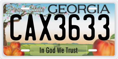 GA license plate CAX3633