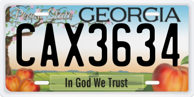 GA license plate CAX3634