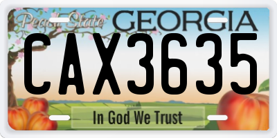 GA license plate CAX3635