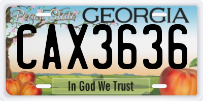 GA license plate CAX3636