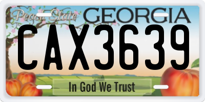 GA license plate CAX3639