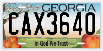 GA license plate CAX3640