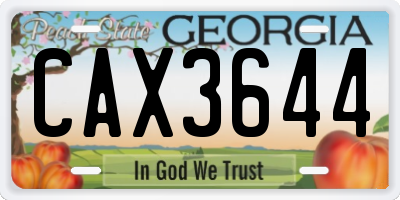 GA license plate CAX3644