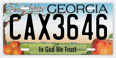 GA license plate CAX3646