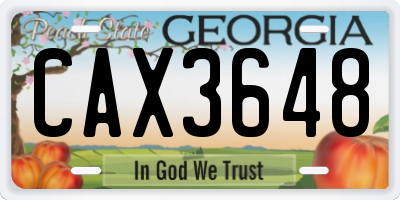 GA license plate CAX3648