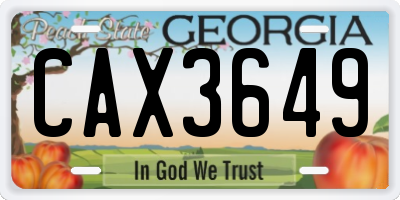 GA license plate CAX3649