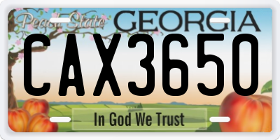 GA license plate CAX3650