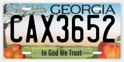 GA license plate CAX3652