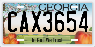 GA license plate CAX3654