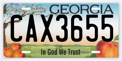 GA license plate CAX3655